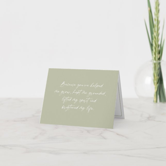 Best friend sister bridesmaid proposal, Sage Green Card (Front)