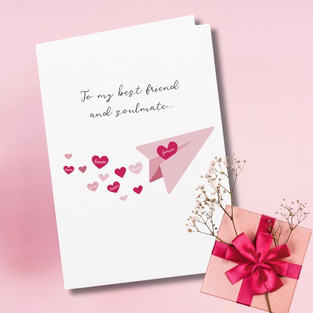 Best Friend & Soulmate,Pink Paper Airplane &Photo  Card (Creator Uploaded)
