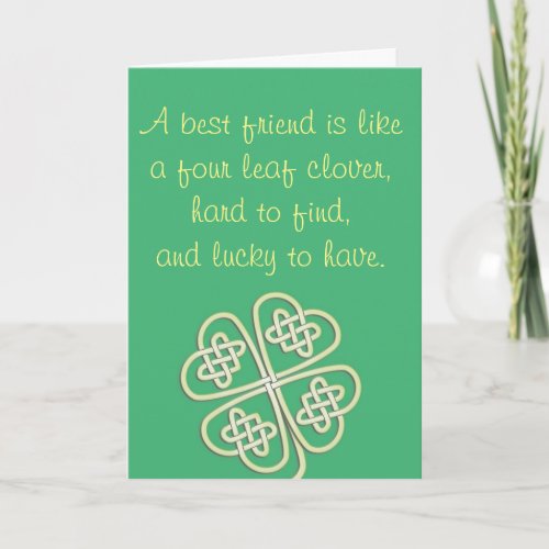 Best Friend Thank You Four Leaf Clover Card