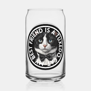 Best Friend Tuxedo Cat Can Glass