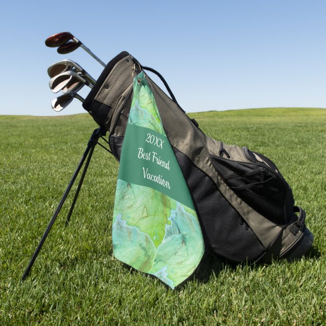 Best Friend Vacation Artistic Green Girls Trip Golf Towel (Green)