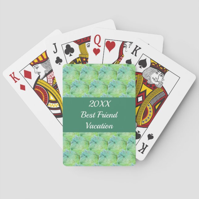 Best Friend Vacation Artistic Green Girls Trip Poker Cards (Back)