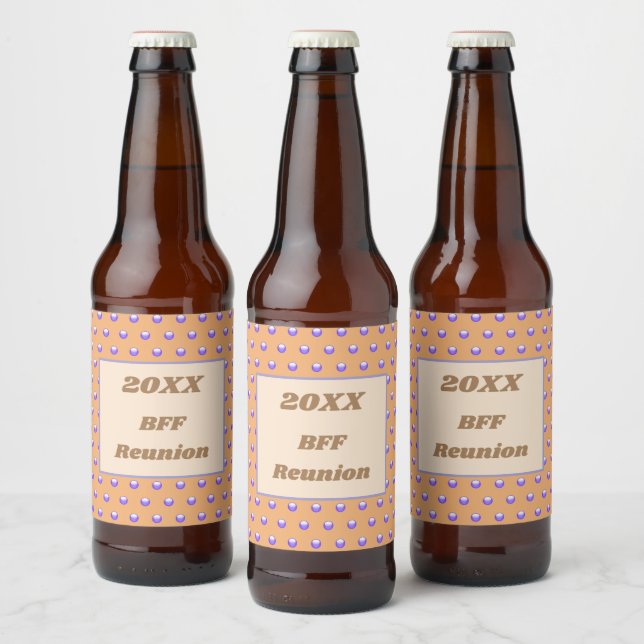 Best Friend Weekend Blue Peach Polka Dot BFF Beer Bottle Label (Bottles)