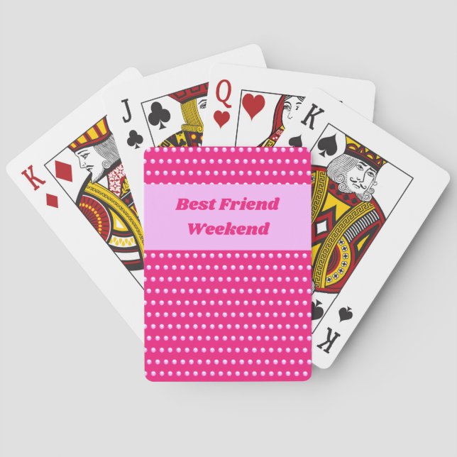 Best Friend Weekend Pink Polka Dot Girls Trip Poker Cards (Back)