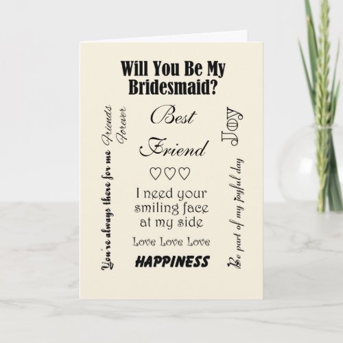 Best Friend Will You Be My Bridesmaid Ivory Invitation