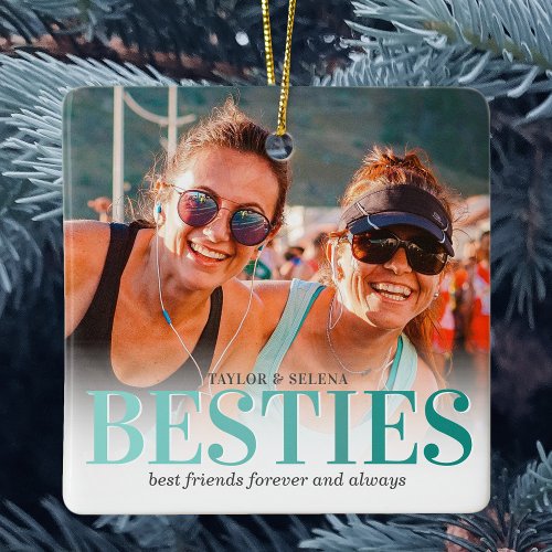 Best Friends 2 Picture Christmas Ceramic Ornament