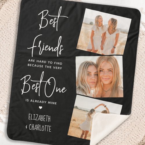 Best Friends 3 Photo Personalized Friendship  Sherpa Blanket