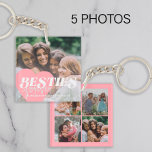Best friends 5 photo collage girly pink cute keychain<br><div class="desc">Modern girly pink best friends forever BESTIES trendy typography script custom template keychain with photo collage. A custom keepsake gift for birthday,  anniversary,  or Galentine's Day.             Easy to personalize with your photos and text.</div>