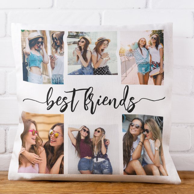 Best Friends 6 Photo Collage Keepsake Throw Pillow (Creator Uploaded)