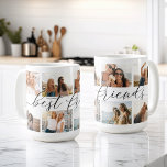 Best Friends 8 Photo Collage Coffee Mug<br><div class="desc">Commemorate a friendship with your besties with this beautiful photo collage mug,  featuring 8 favorite photos,  with “best friends” in the center in black hand lettered calligraphy script lettering.</div>