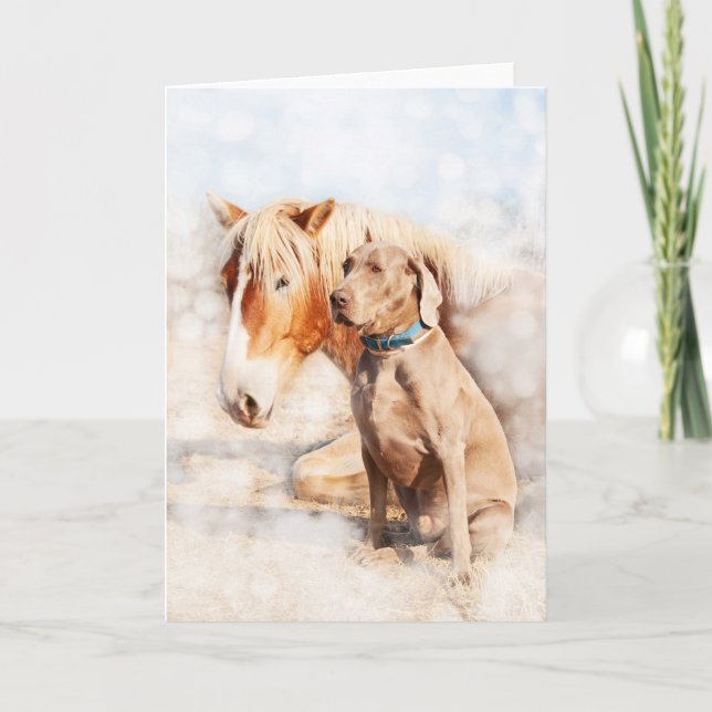 Best friends - a draft horse and a dog card (Front)