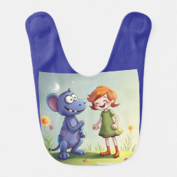 Best Friends A girl and her funny monster Baby Bib