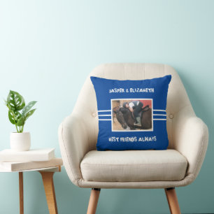 Best friends always horse photo deep blue white throw pillow