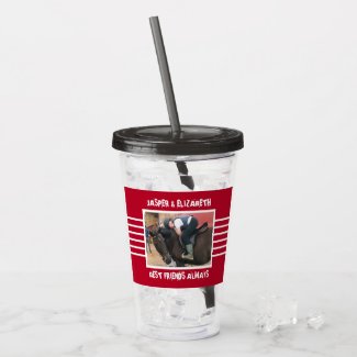 Best friends always horse photos red and white acrylic tumbler