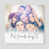 Best Friends Always Modern Heart Script Photo Magnet