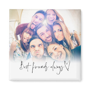 Best Friends Always Modern Heart Script Photo Magnet