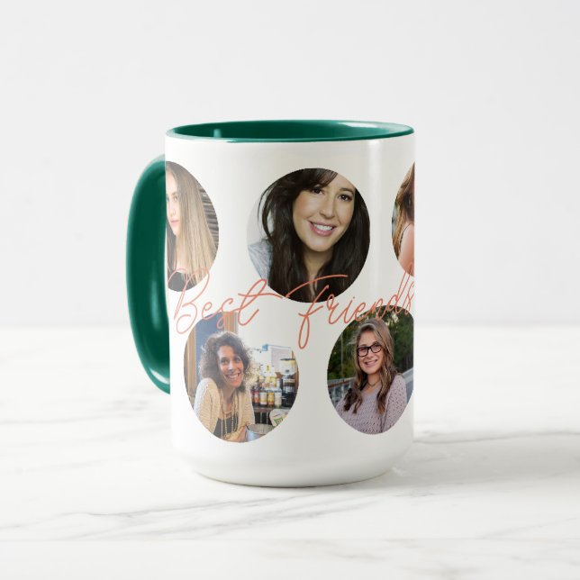 Best Friends and Pets Photo Collage with Circles Mug (Front Left)