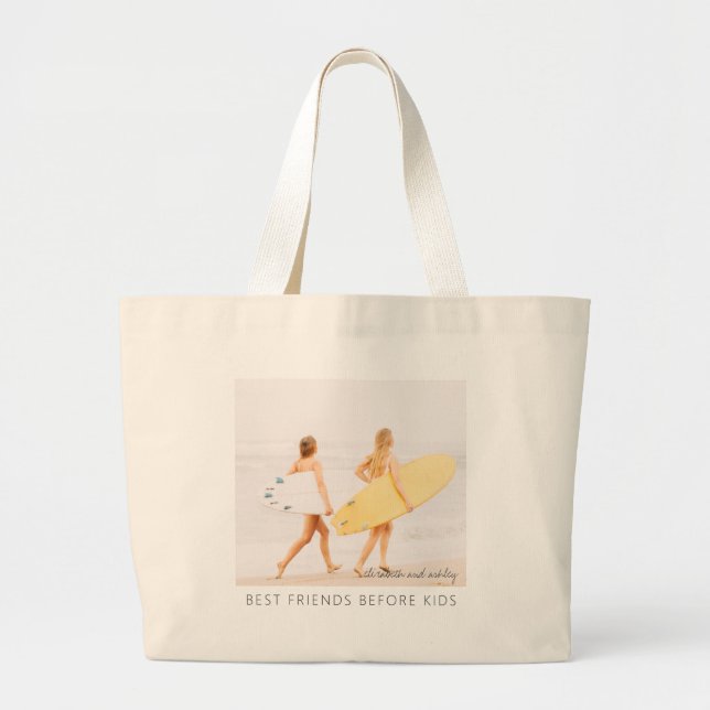 Best Friends Before and After Kids Modern Photo Large Tote Bag (Front)