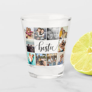 Best friends Bestie 10 photo handwritten modern Shot Glass