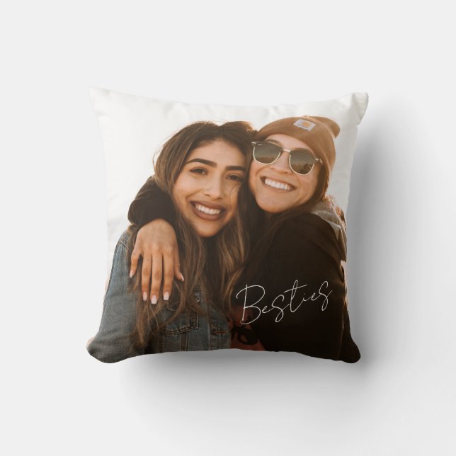 Best Friends Bestie Girly Photo Throw Pillow (Front)