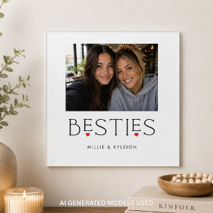 Best Friends Bestie Heart Typography Photo Acrylic Print