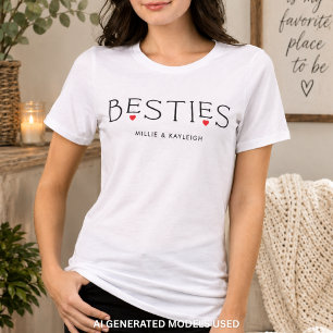 Best Friends Bestie Heart Typography White Tri-Blend Shirt
