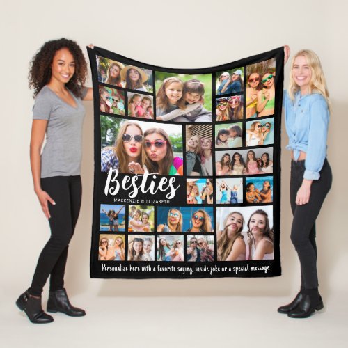 Best Friends BESTIES 23 Photo Collage Custom Fleece Blanket
