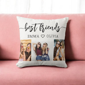 Best Friends Besties 3 Photo Collage Keepsake Throw Pillow