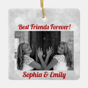 Best Friends Besties BFF Add Photo Names Cute Ceramic Ornament