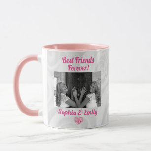 Best Friends Besties BFF Add Photo Names Cute Pink Mug