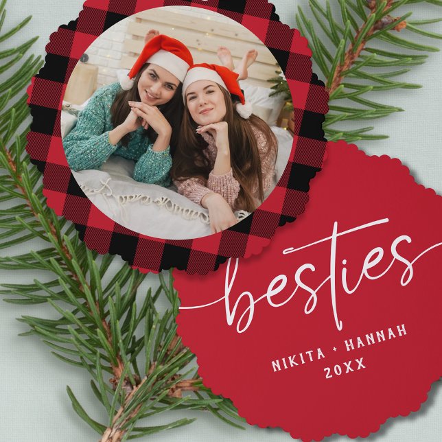Best Friends Besties Christmas Photo Keepsake Ornament Card (Creator Uploaded)
