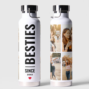 Best Friends Besties Custom Initials 4 Photo BFF Water Bottle