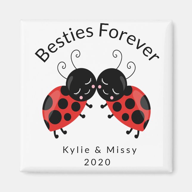 Best Friends Besties forever Lady Bug refrigerator Magnet (Front)