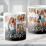 Best Friends Besties Photo Collage Coffee Mug<br><div class="desc">Create a custom keepsake with this personalized photo collage mug, designed with your favorite memories wrapping around the mug. The collage layout features multiple photos separated by a solid black background for a bold, modern look. The word "besties" appears on two sides of the mug in a flowing script font,...</div>