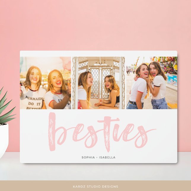 Best Friends Besties Photo Collage Plaque (Customize with names and photos.)