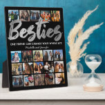 Best Friends | Besties Photo Collage Plaque<br><div class="desc">Personalized best friends fleecy picture plaque featuring a trendy black background that can be changed to any color,  the word "besties" in a faux silver foil script font,  a friendship quote,  your names,  and a 20 square photo collage template for you to customize to your own.</div>