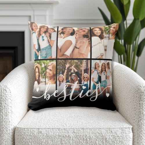 Best Friends Besties Photo Collage Throw Pillow