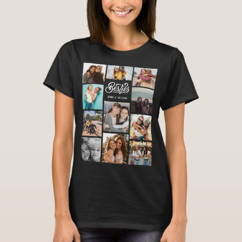 Best friends besties photo memories collage black T_Shirt