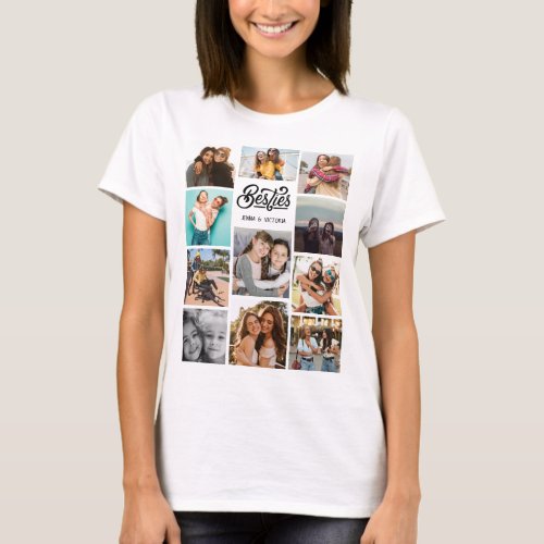 Best friends besties photo memories collage white T_Shirt