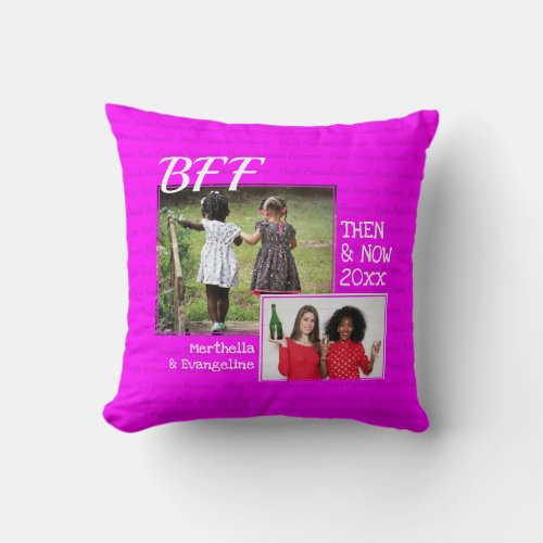 BEST FRIENDS BFF  2 PHOTO Memory  Keepsake Pink Throw Pillow