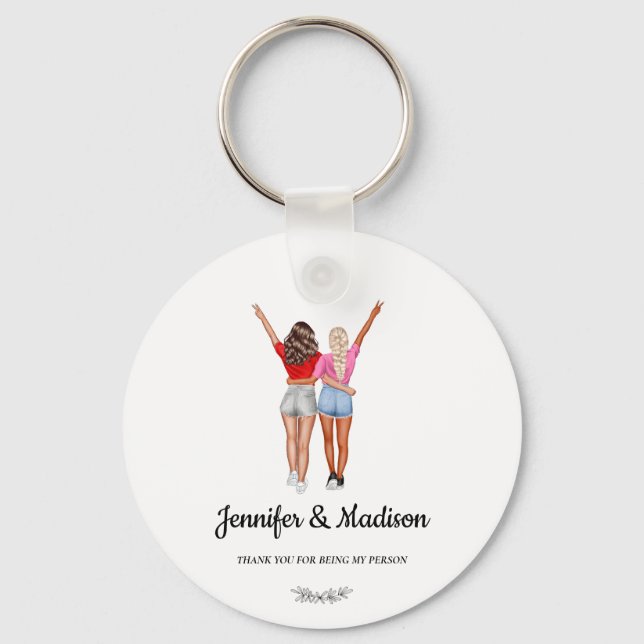Best Friends BFF Besties Friendship Custom Name Keychain (Front)