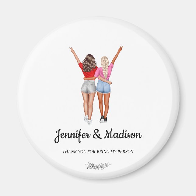 Best Friends BFF Besties Friendship Custom Name Magnet (Front)