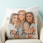 Best Friends BFF  Besties Trendy Friendship Photo  Throw Pillow<br><div class="desc">Celebrate your best friend and friendship with a custom photo keepsake pillow. Whether it's a birthday or Christmas , this best friends pillow is a wonderful gift that will be treasure for years to come. Pillow is double sided so you can do different photos on each side . Front is...</div>