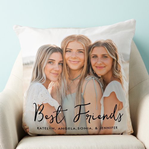 Best Friends BFF  Besties Trendy Friendship Photo  Throw Pillow