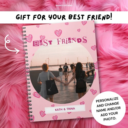 Best Friends BFF Gift Cute Pink Hearts  Photo Notebook