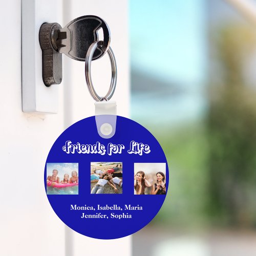 Best friends BFF photo names royal blue white Keychain