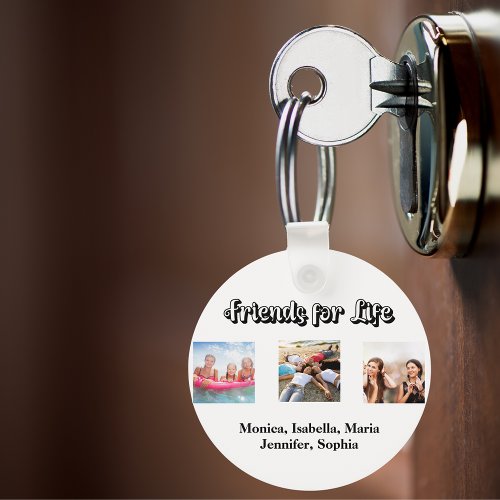 Best friends BFF photo names white Keychain