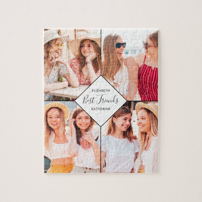 Best Friends BFFs Besties Name Photo Collage Jigsaw Puzzle (Vertical)