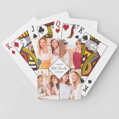 Best Friends BFFs Besties Name Photo Collage Playing Cards