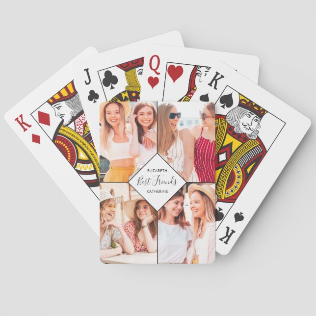 Best Friends BFFs Besties Name Photo Collage Poker Cards (Back)